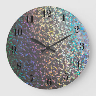 Glitter bokeh sparkle print large clock