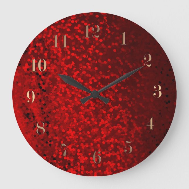 Glitter bokeh sparkle print large clock (Front)
