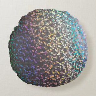 Glitter bokeh sparkle print round cushion