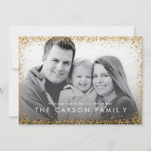 Glitter Border Christmas Card in Faux Gold Glitter