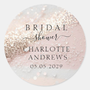 Glitter Bridal Shower Classic Round Sticker