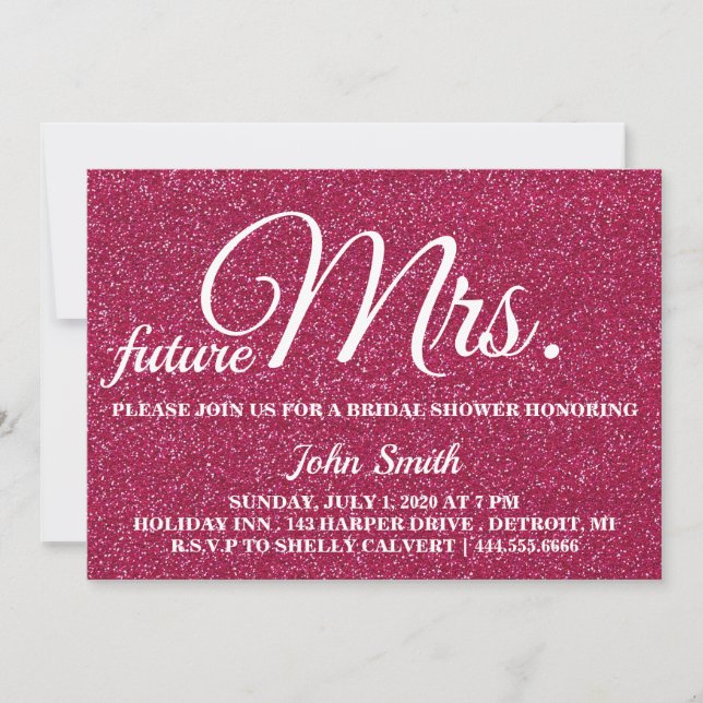 Glitter Bridal Shower future Mrs. Invitation (Front)