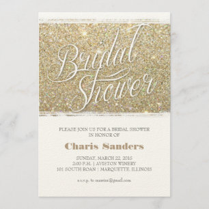 Glitter Bridal Shower - Gold Invitation