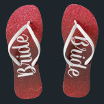 Glitter Bride Beach Wedding Summer Honeymoon Flip  Thongs<br><div class="desc">Faux glitter design is beautiful and perfect for a summer beach honeymoon getaway. Bold white text reads "Bride" on both sandals. Available in several sparkly colours.</div>