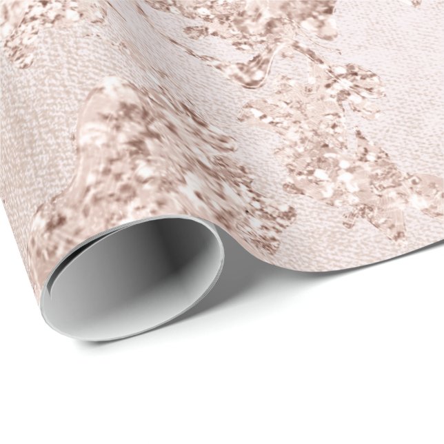 Glitter Bride Elegant Blush Rose Silver Stone Glam Wrapping Paper (Roll Corner)