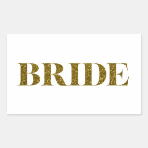 Glitter Bride Gold Rectangular Sticker