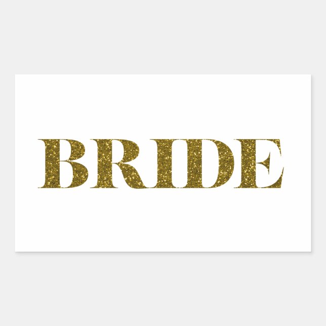 Glitter Bride Gold Rectangular Sticker (Front)