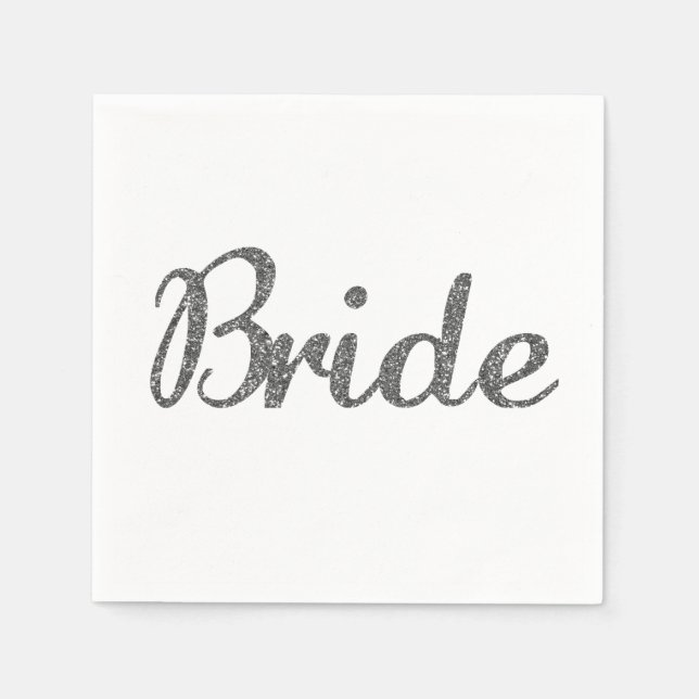 Glitter Bride Silver Napkin (Front)