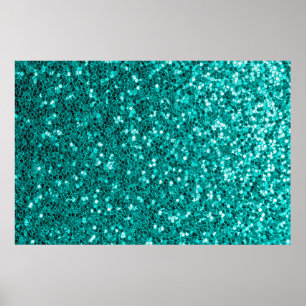 Glitter bright turquoise texture poster