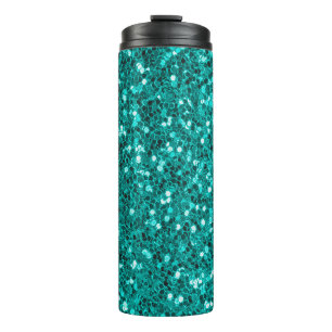 Glitter bright turquoise texture thermal tumbler