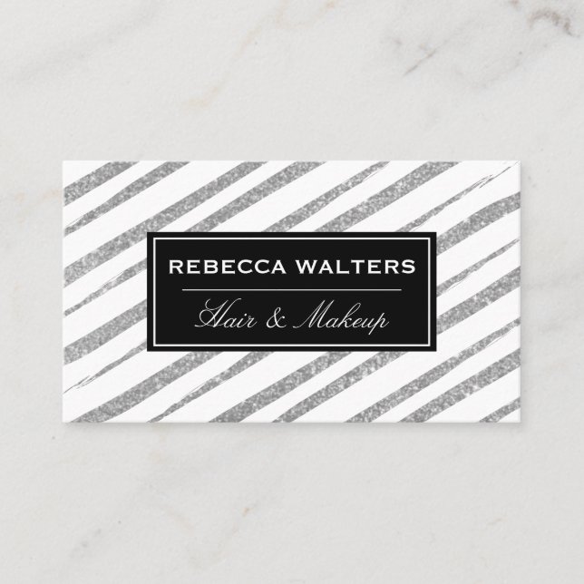 Glitter Brushes Striped Strokes Business Card (Front)