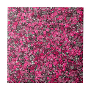 Glitter Bubblegum and Silver Ceramic Tile