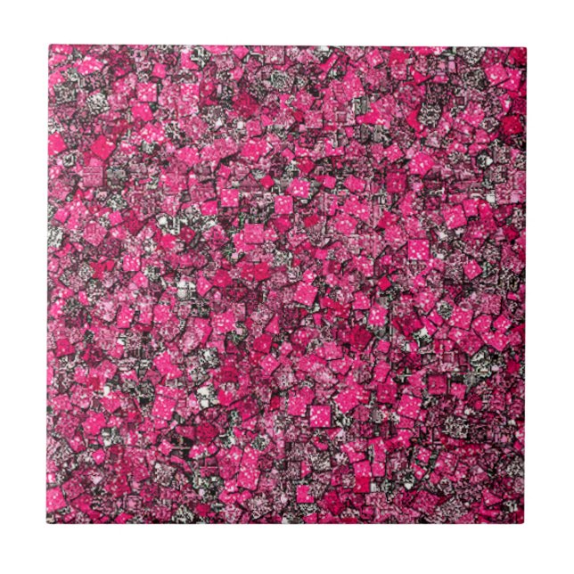 Glitter Bubblegum and Silver Ceramic Tile (Front)