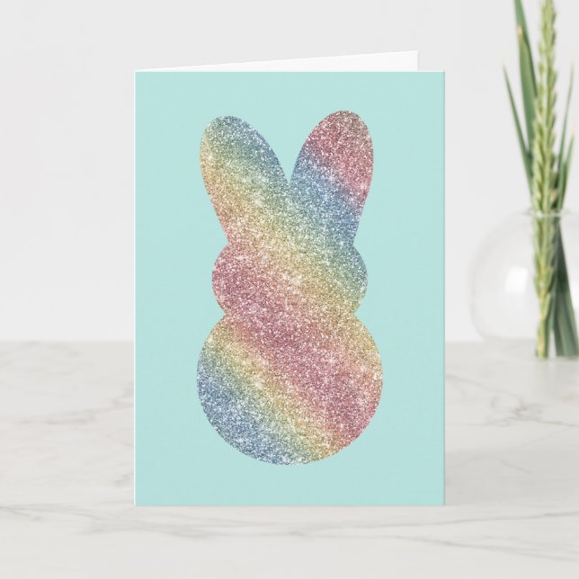 Glitter Bunny Hoppy Easter Holiday Card (Front)