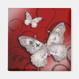"Glitter Butterflies" (red) by Cheryl Daniels Magnet