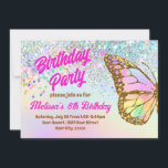Glitter butterfly Birthday Invitation<br><div class="desc">please note this is a printed product with NO REAL GLITTER</div>