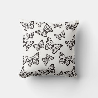 Glitter Butterfly Black and White Decor Throw Cushion