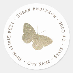 Glitter Butterfly Return Address Label