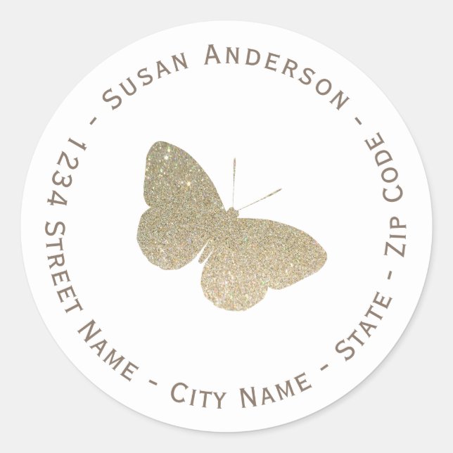 Glitter Butterfly Return Address Label (Front)