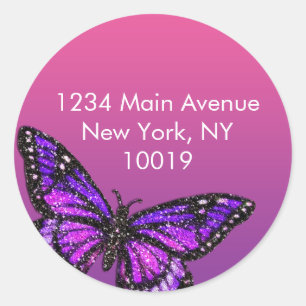 Glitter Butterfly Return Address Sticker