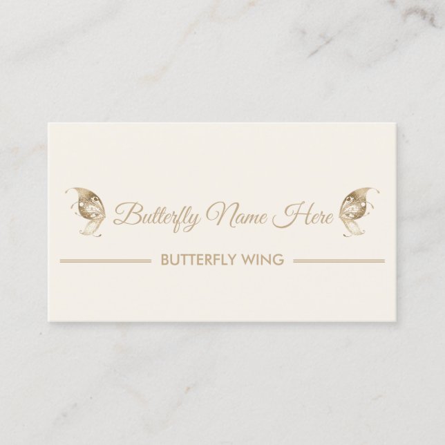 Glitter Butterfly Wings Swirl Gold Business Card (Front)