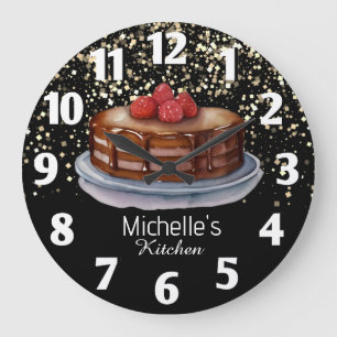 Glitter Cake Baker Pastry Chef Personalised    Large Clock