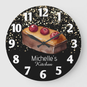 Glitter Cake Baker Pastry Chef Personalised    Large Clock