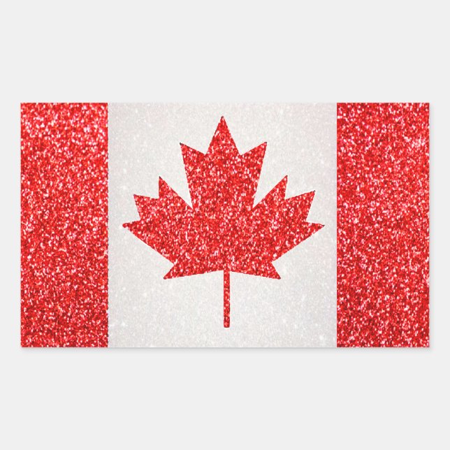Glitter Canada flag rectangle stickers (Front)