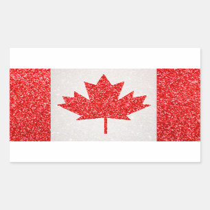 Glitter Canada flag rectangle stickers