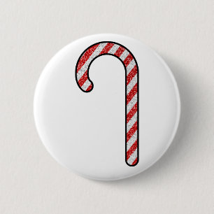 Glitter Candy Cane 6 Cm Round Badge