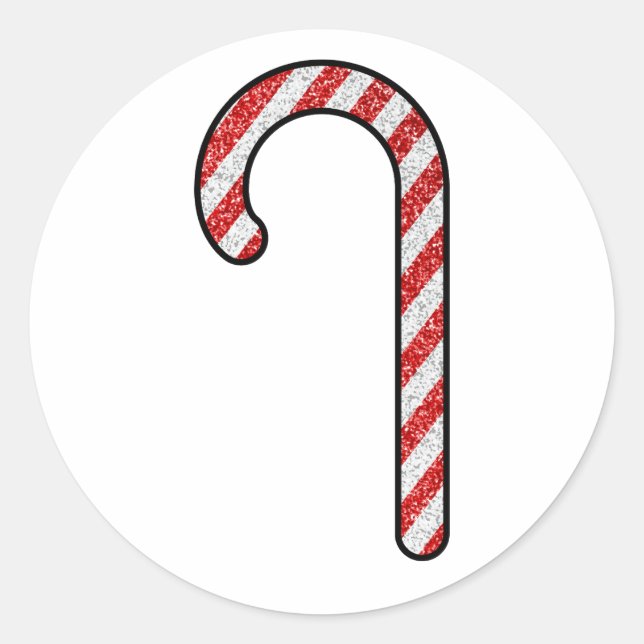 Glitter Candy Cane Classic Round Sticker (Front)