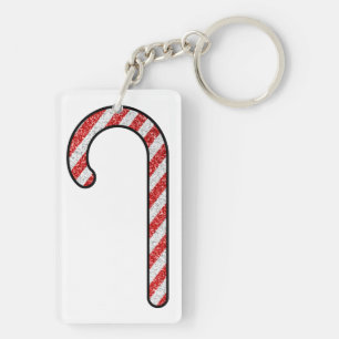Glitter Candy Cane Key Ring