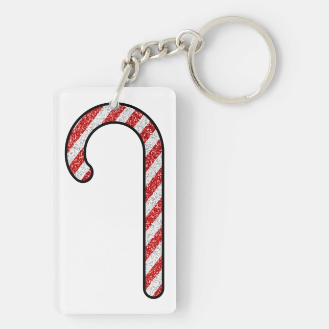 Glitter Candy Cane Key Ring (Back)