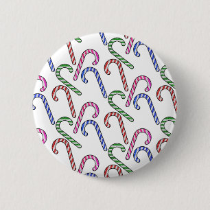 Glitter Candy Cane Pattern 6 Cm Round Badge