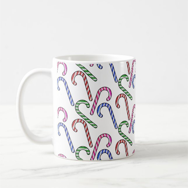 Glitter Candy Cane Pattern Coffee Mug (Left)