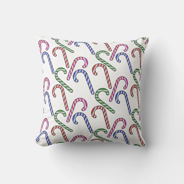 Glitter Candy Cane Pattern Cushion (Front)