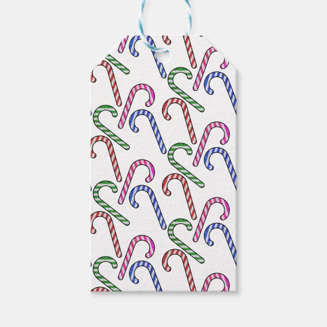 Glitter Candy Cane Pattern Gift Tags (Front)