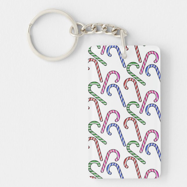 Glitter Candy Cane Pattern Key Ring (Front)