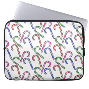 Glitter Candy Cane Pattern Laptop Sleeve