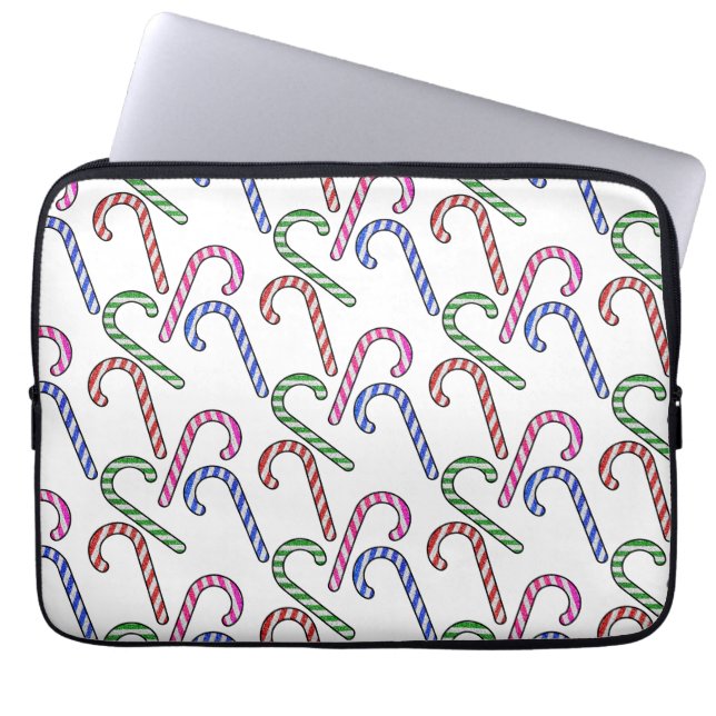 Glitter Candy Cane Pattern Laptop Sleeve (Front)