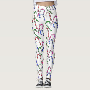 Glitter Candy Cane Pattern Leggings
