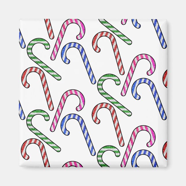 Glitter Candy Cane Pattern Magnet (Front)