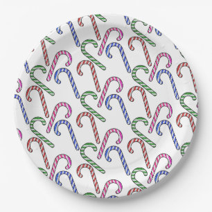 Glitter Candy Cane Pattern Paper Plate