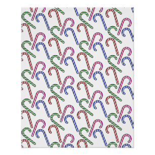 Glitter Candy Cane Pattern Poster