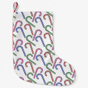 Glitter Candy Cane Pattern Small Christmas Stocking