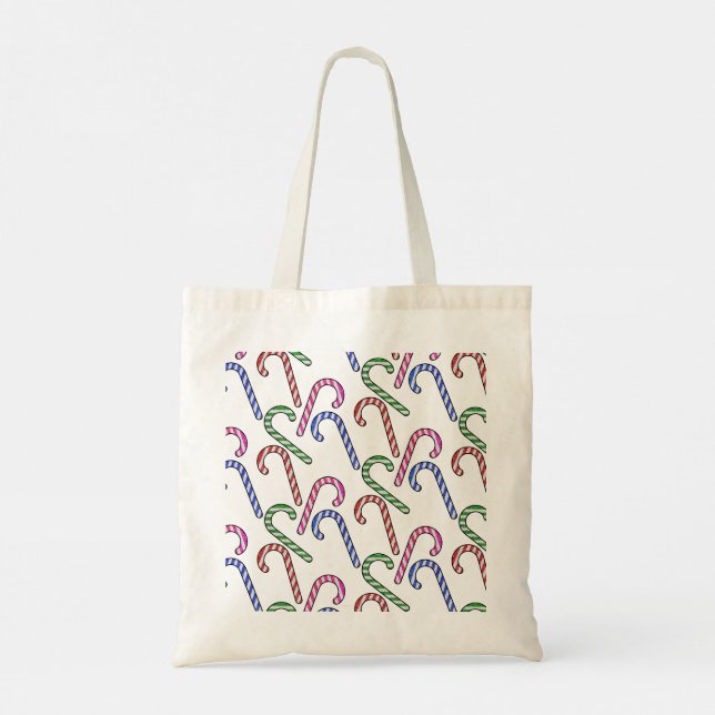 Glitter Candy Cane Pattern Tote Bag (Back)