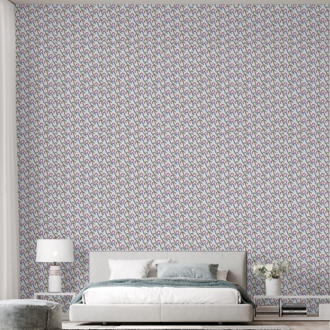Glitter Candy Cane Pattern Wallpaper (Bedroom)