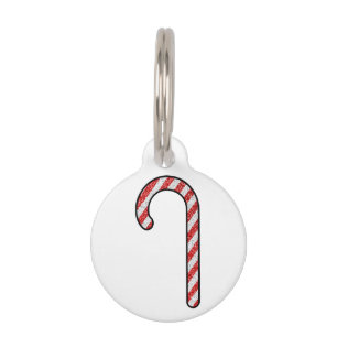 Glitter Candy Cane Pet Tag
