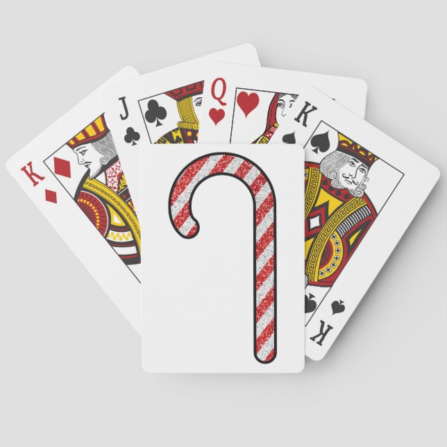 Glitter Candy Cane Playing Cards (Back)