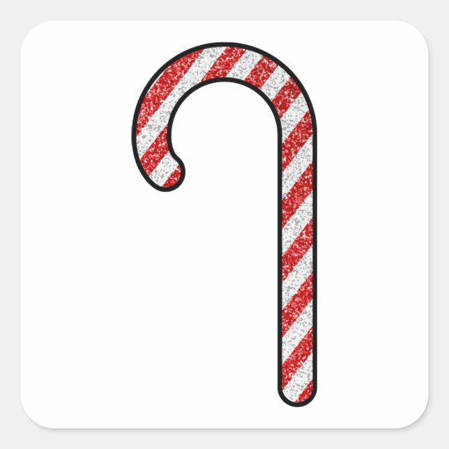 Glitter Candy Cane Square Sticker (Front)